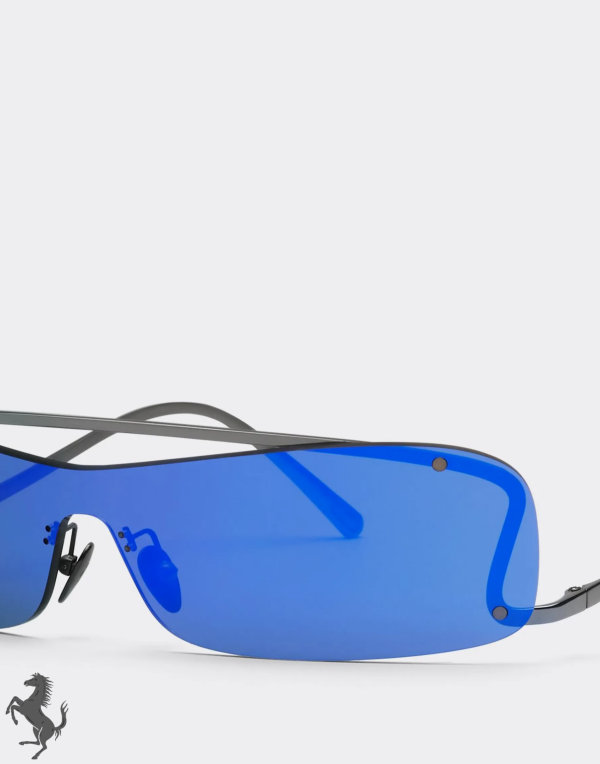 Ferrari Sunglasses With Dark Grey and Blue Mirror Lenses