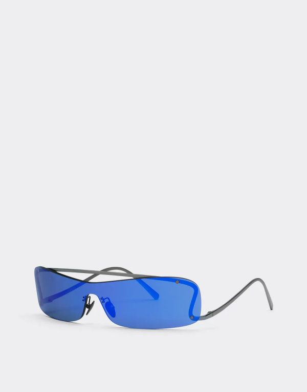 Ferrari Sunglasses With Dark Grey and Blue Mirror Lenses