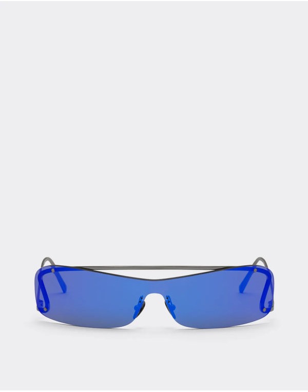 Ferrari Sunglasses With Dark Grey and Blue Mirror Lenses