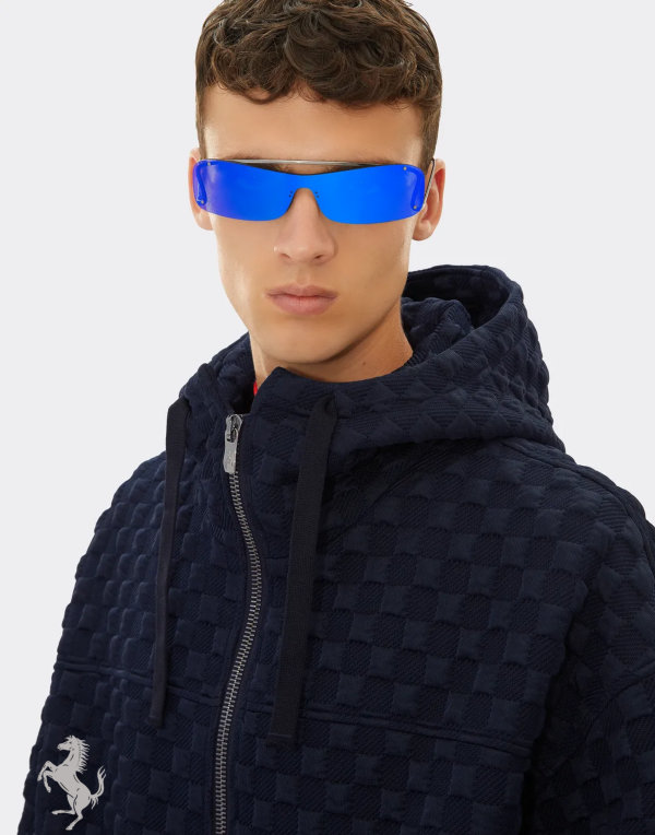 Ferrari Sunglasses With Dark Grey and Blue Mirror Lenses